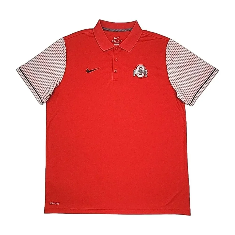 Ohio State Buckeyes Nike Golf Shirt Dri-Fit Men Sz XL Red Football OSU NCAA